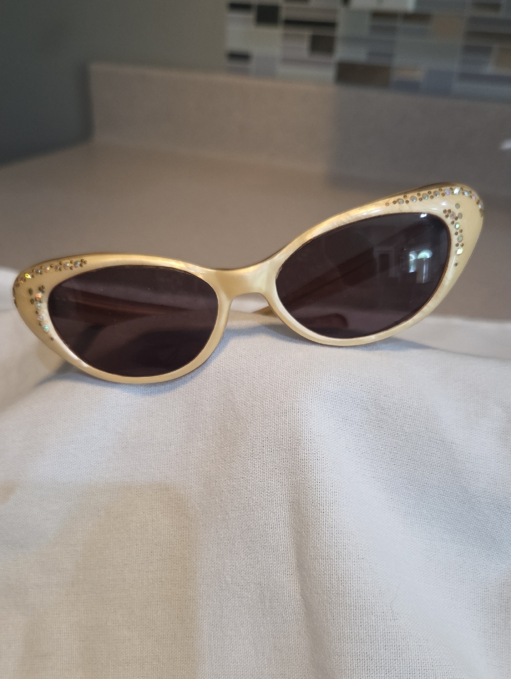 Authentically Vintage Women’s Rhinestone Cat-Eye Sunglasses, Not Prescription